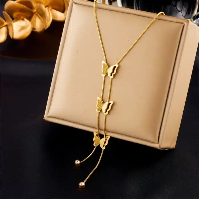 collier papillon plaqué or 6