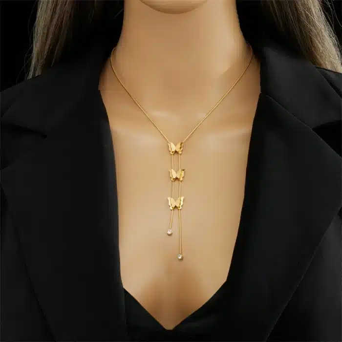 collier papillon plaqué or 2