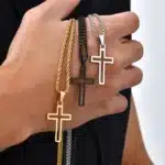 collier croix acier inoxydable 4