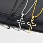 collier croix acier inoxydable 5