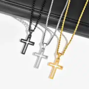 collier croix acier inoxydable 1