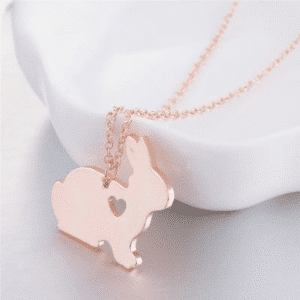 collier lapin petit cœur rose gold