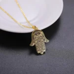Skyrim-Collier pendentif main de Fatima pour femme, Hamesh, Hamsa, mauvais œil, tour de cou en acier inoxydable, colliers de la JOprésidence, amulette, bijoux porte-bonheur 3