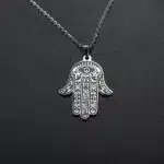 Skyrim-Collier pendentif main de Fatima pour femme, Hamesh, Hamsa, mauvais œil, tour de cou en acier inoxydable, colliers de la JOprésidence, amulette, bijoux porte-bonheur 4