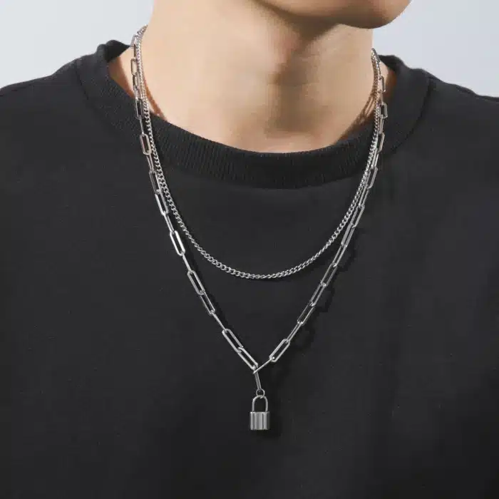 collier homme cadenas​ 1
