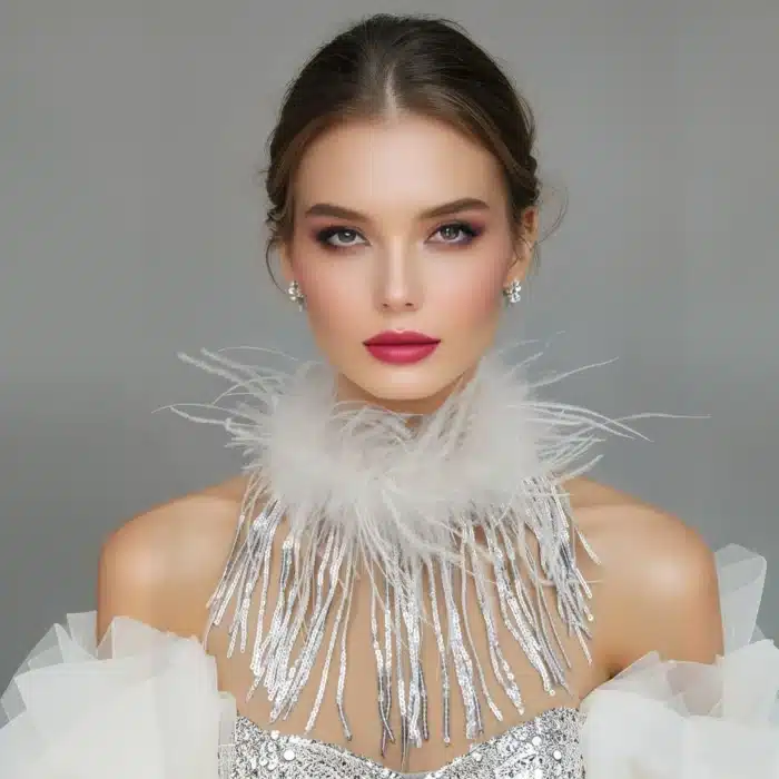 collier ras de cou plume​ 3