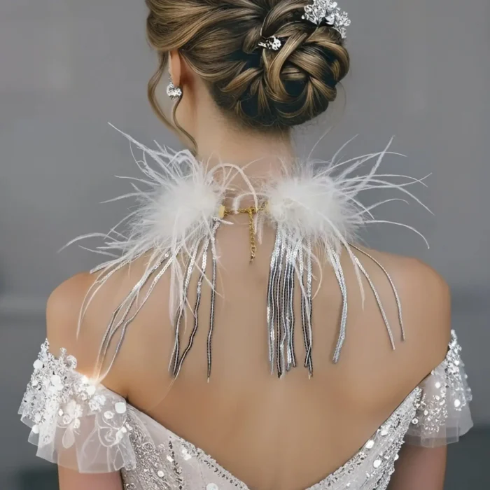 collier ras de cou plume​ 2